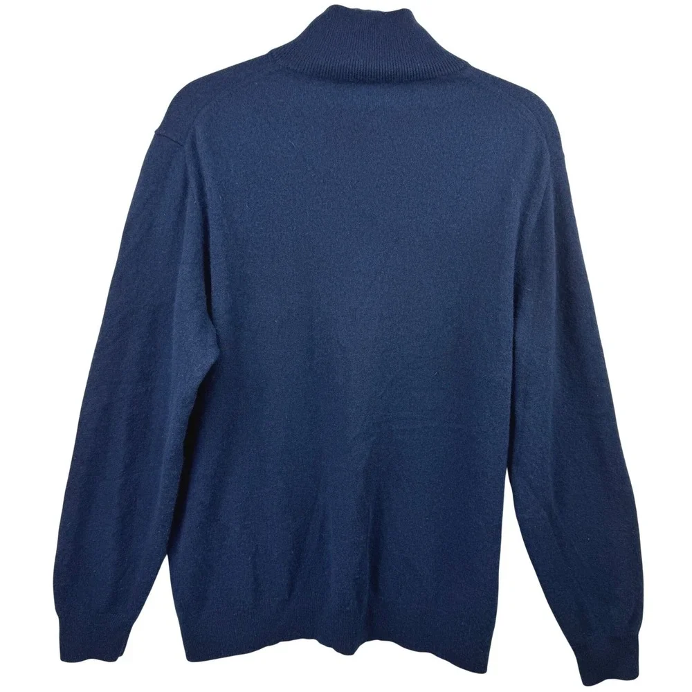 J. Crew Cashmere‎ Quarter Zip Sweater Mens XL Navy Blue Mock Neck Luxury Soft